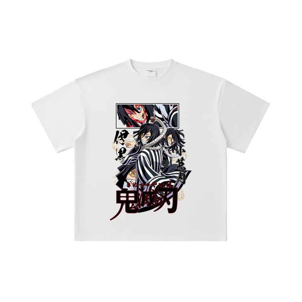 260 GSM Double Yarn 32 Count 100% Cotton Demon Slayer V95 Iguro Print Unisex Heavy Cotton T Shirt