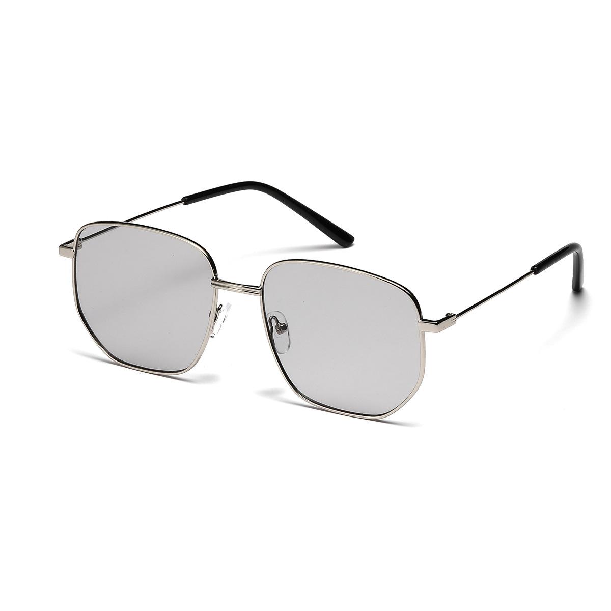 Metal Square Glasses Men S Popular Design Sunglasses Women S Big Face Plain Sunglasses Street Shooting