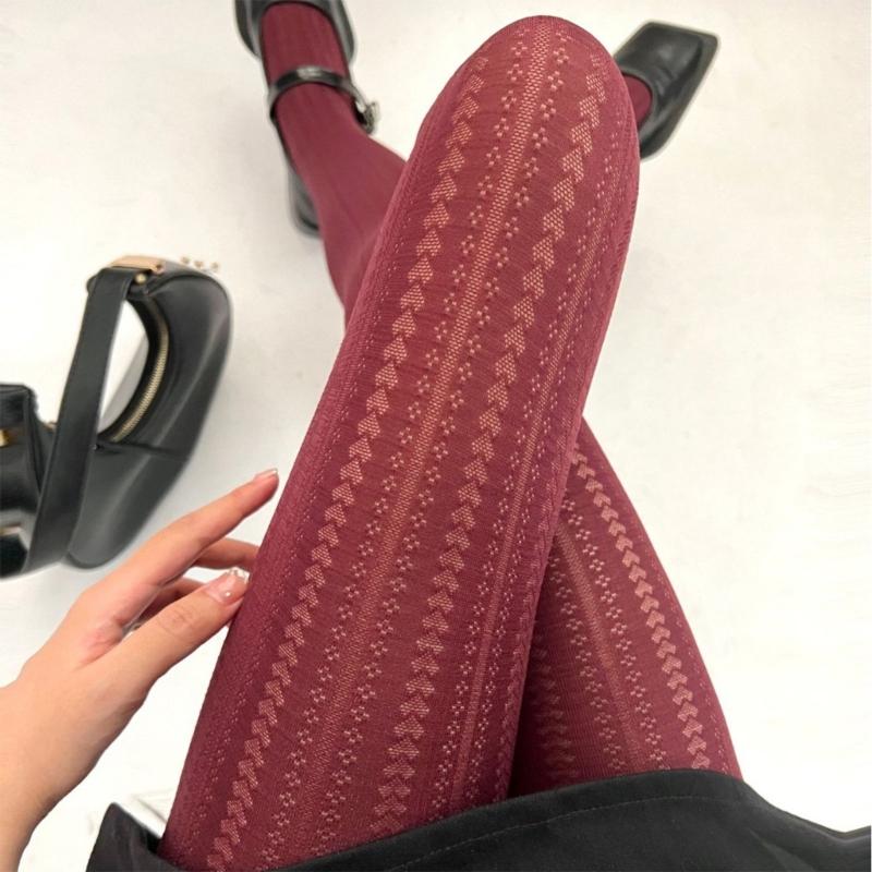 Japanese Cutout Heart Patterned Mesh Pantyhose Elegant Stretchable Nylon Tights Slimming Leggings Stockings for Women