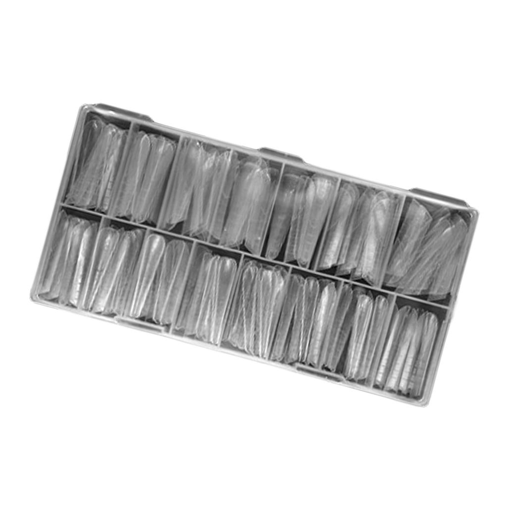 Clear Dual Form Acrylic Nail System UV Gel Nail Mold Full Cover Fasle Nail Tips with Scale 14Size Manicure Pedicure Tool