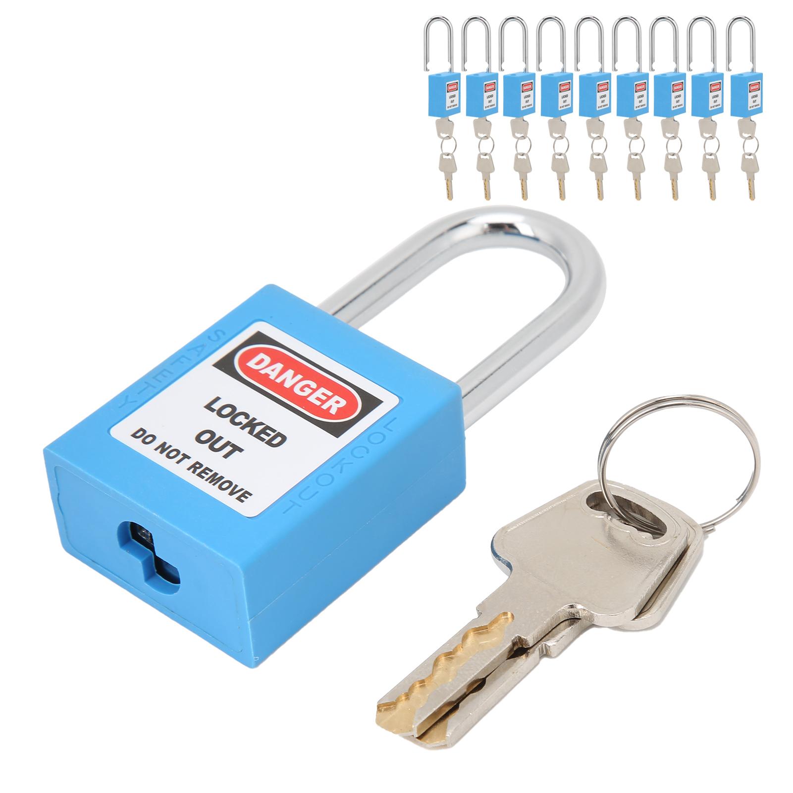 

10 комплектов 1,5-дюймовых навесных замков безопасности, стальная балка, изолированный антикоррозионный замок для промышленной машины синий