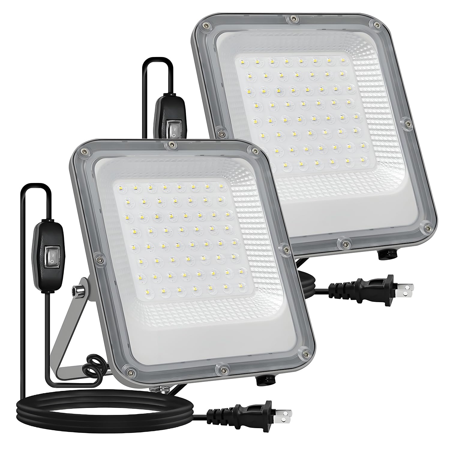 

MAGOKORO 50W LED Floodlight, 6500LM, Ultra-Thin, Outdoor, IP66 Waterproof, 100V, 3M Power Cord with Switch, Work Light, Outdoor Light, Construction