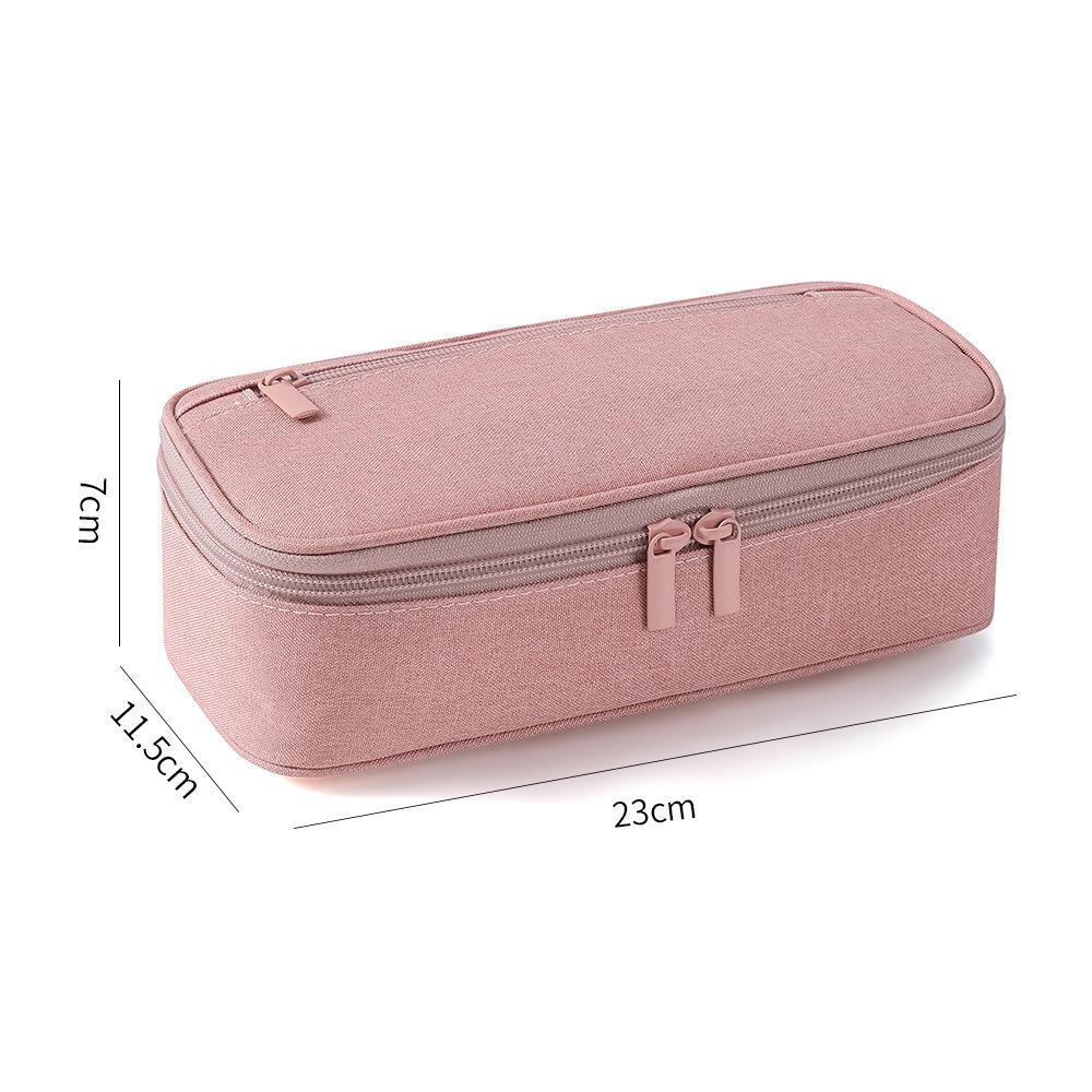Minimalist Canvas Pencil Case - Large Capacity, Stylish Solid Color for Students розовый