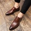 Men's Pointed Leather Shoes Business Dress Shoes Plus Size Derbies Leather Shoes