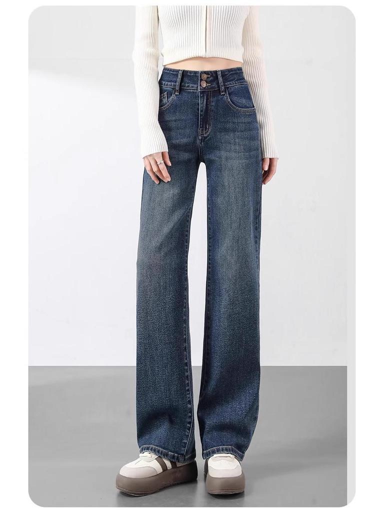 Retro High-Waisted Straight-Leg Jeans for Women - 2025 Spring Trend: Loose, Slimming, Narrow & Wide-Leg Styles