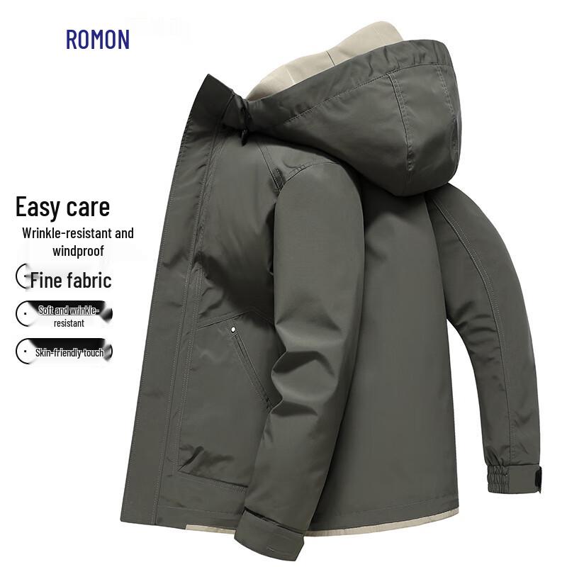 ROMON Men's Hooded Windproof Wrinkle-Resistant Jacket