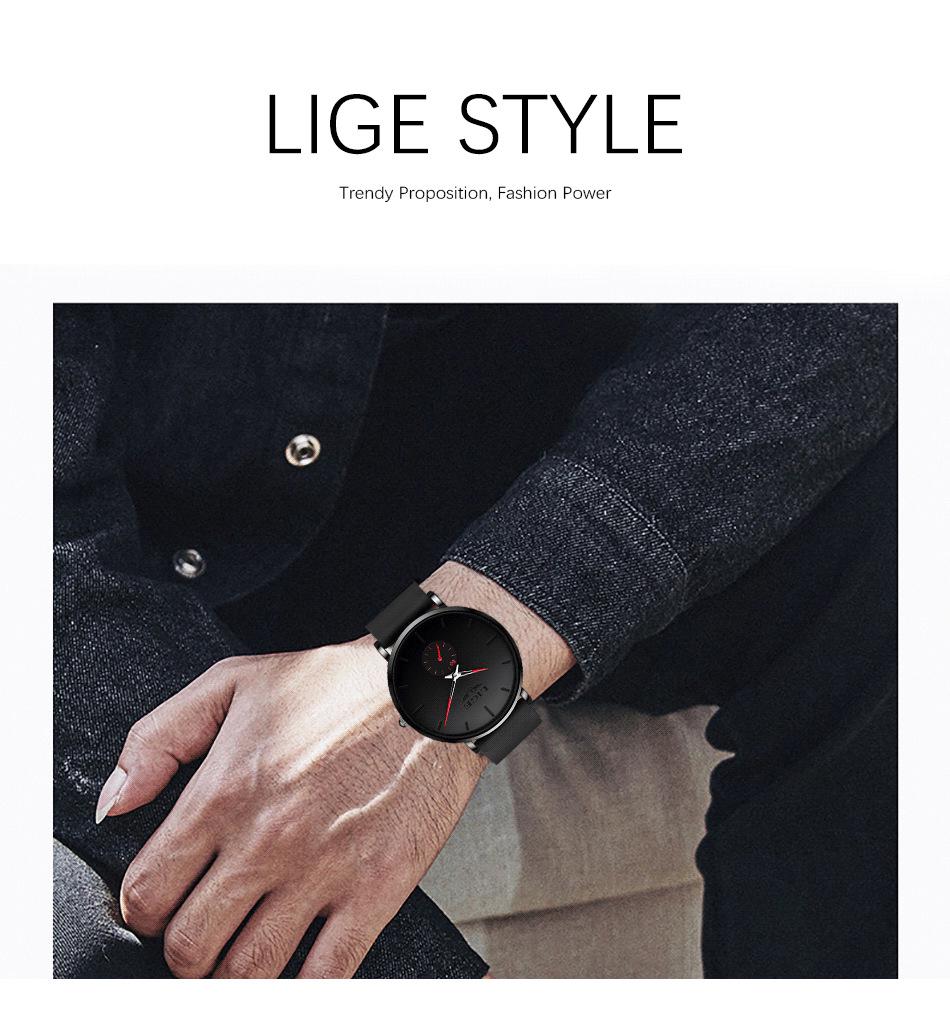 LIGE 2022 Men's and Unisex Simple Waterproof Quartz Watch