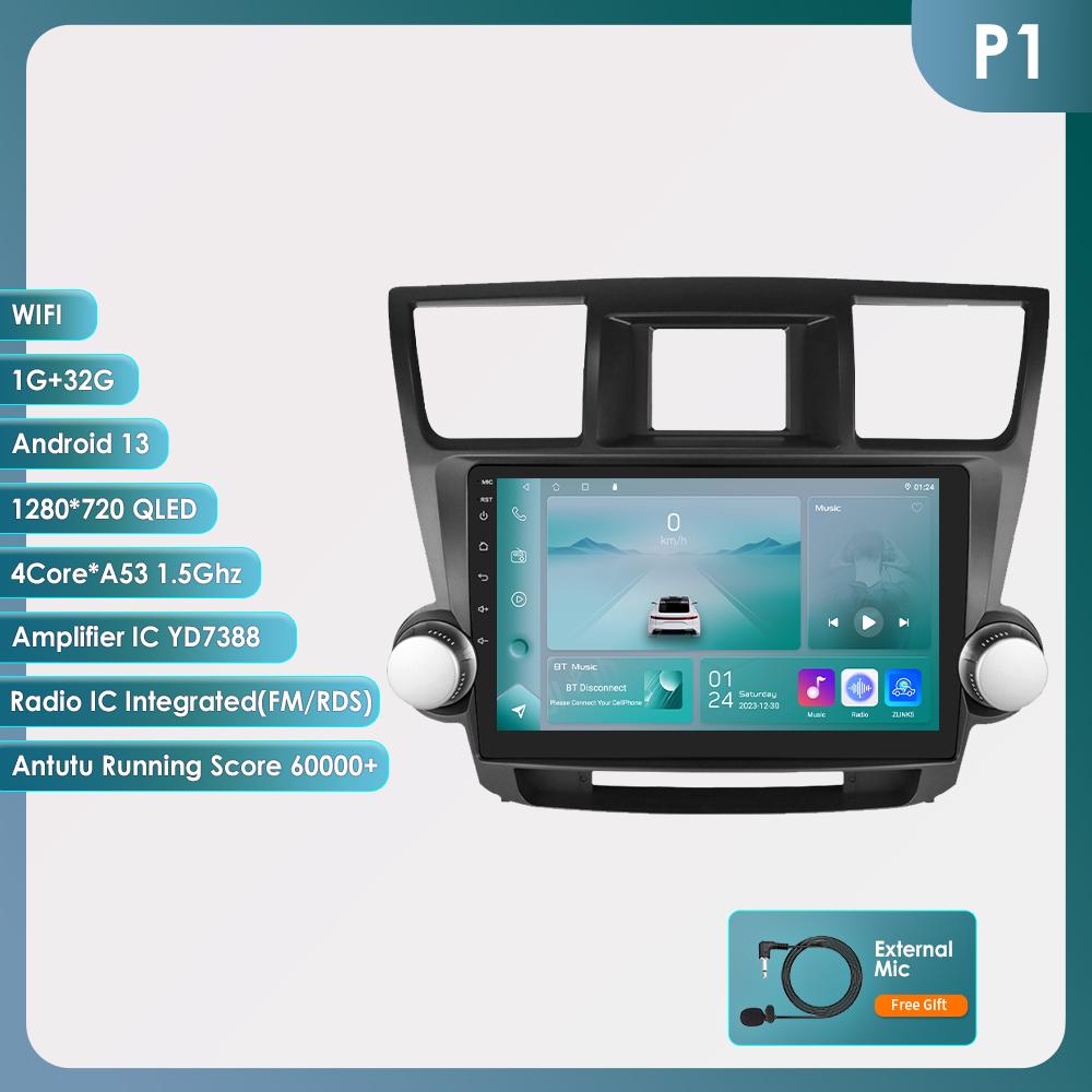 2 Din Android 12 Car Radio for Toyota Highlander Kluger 2 XU40 2007-2013 Navi GPS Multimedia 4G  Intelligent Screen Video Player Auto Stereo Carplay