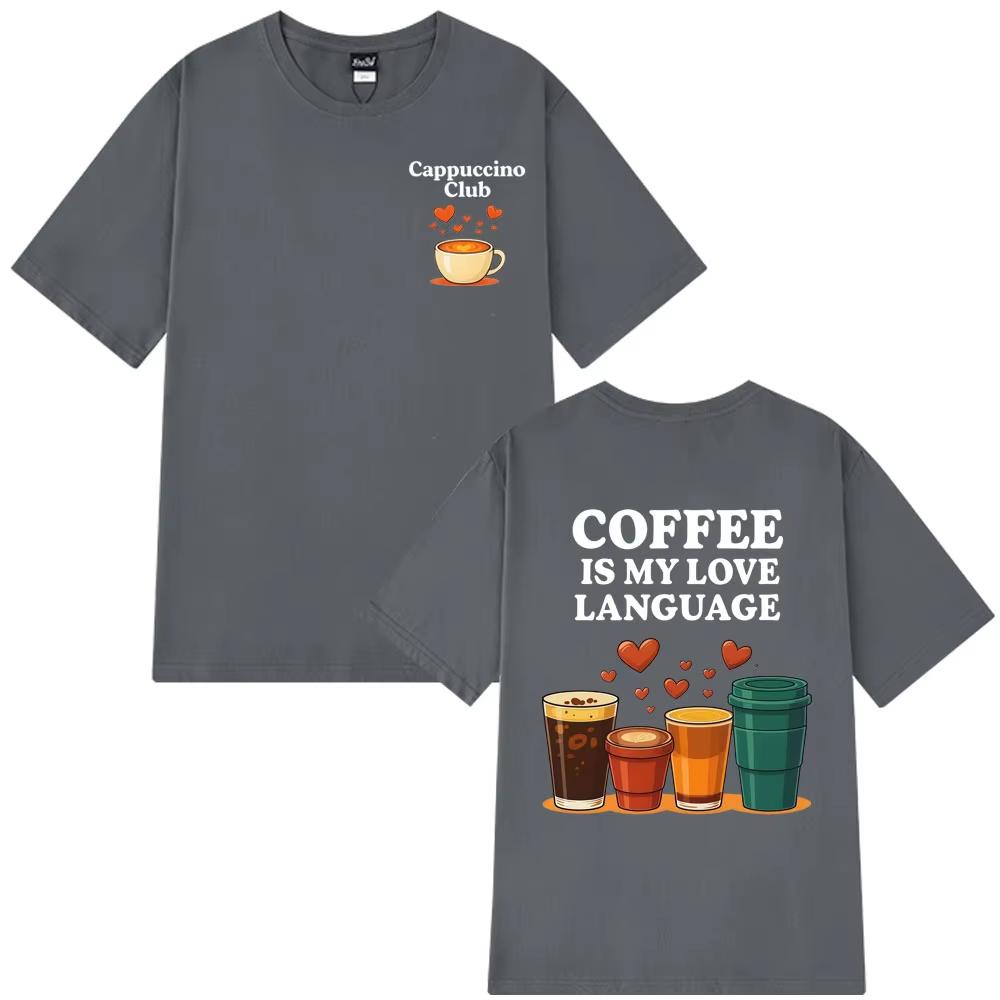 Funny Cappuccino Club Coffee Lover Gift Unisex T Shirt Summer Loose Casual Cotton Tshirt Harajuku Streetwear Man Women Tshirts