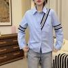 Long-sleeved Shirt for Women In Spring and Autumn New Slim Korean Lapel Striped Temperament Top Fashionable Shirt