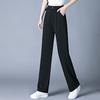 Schwarze Weitbeinige Anzugshose Damen Sommer Dünn Hochtailliert Locker Gerade Lässig Freizeit Bodenlange Hose