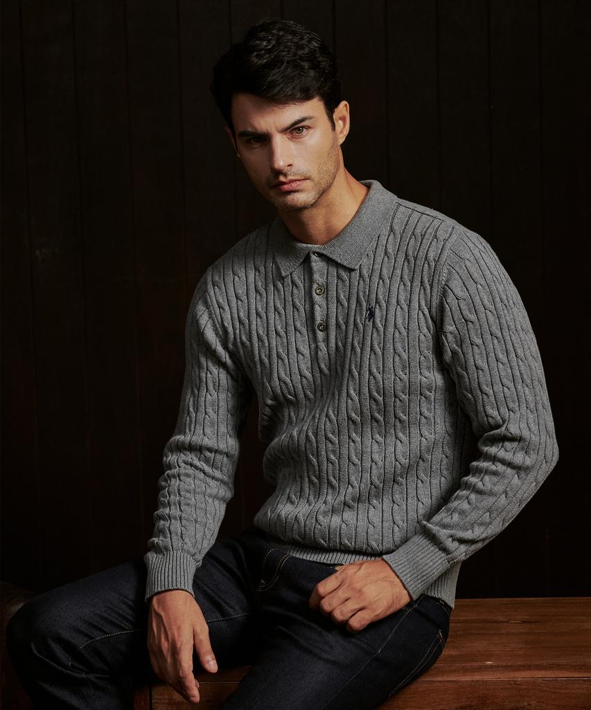 USPOLOASSN Classic Cable Cara Knit _Melange Grey
