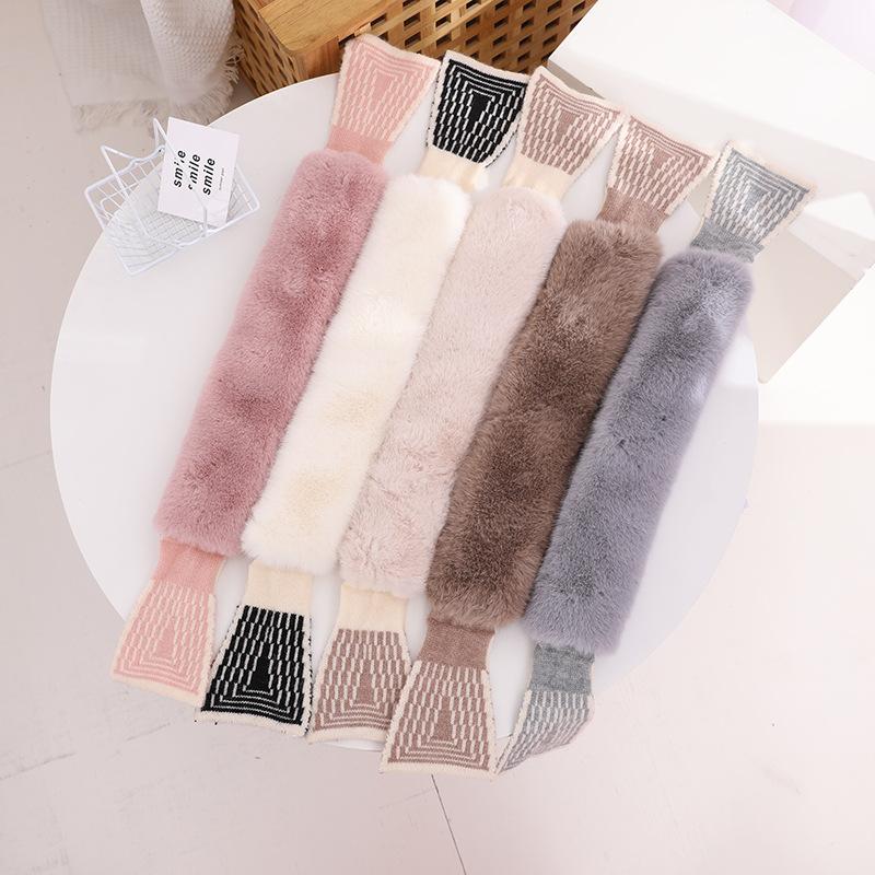 Winter Warm Baby Scarf Soft Plush Cross Collar Scarves For Kids Girls Print Knitted Neckerchief