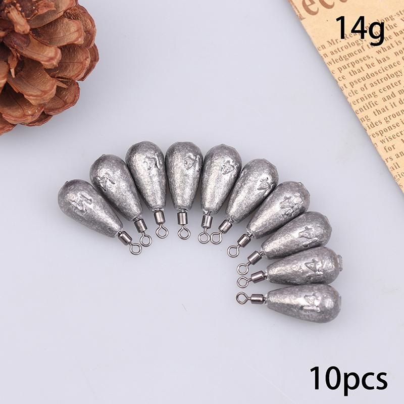 10Pcs/Lot Fishing Weight Sinkers 3.5G 5G 7G 10G 14G Soft Bait Sinker Bass Fishing Tackle Accessories Line Sinkers Hook Connector