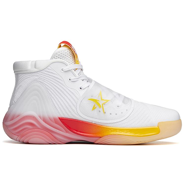 Anta KT6 Star Logo Slip Resistant Abrasion Resistant High Top Basketball Shoes Men's White Yellow Red 112131101A-2