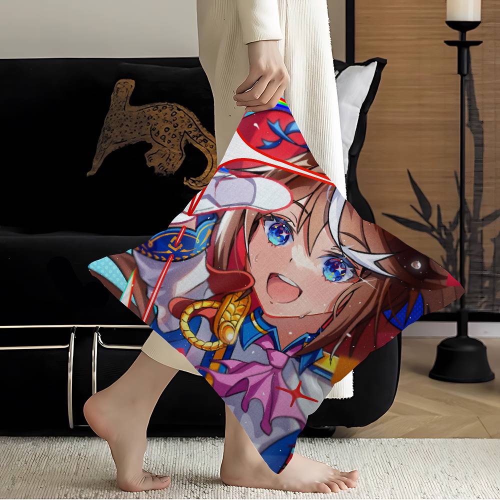 Umamusume Pretty Derby Pillow Cover for Bedroom Room and Living Room Sofa Decorative Cushion Cover