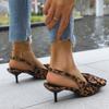 Sexy Sandals Women Casual Thin High Heels Shoes Women Leopard Butterfly Knot Elastic Band Pointed Toe Summer Sandals Plus Size