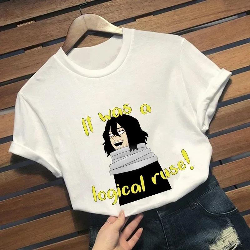 

Не сегодняшняя Shota Aizawa Rubber Head My Hero Academic Print Повседневная свободная рубашка с круглым вырезом из чистого хлопка с короткими рукавами Футболки женские M