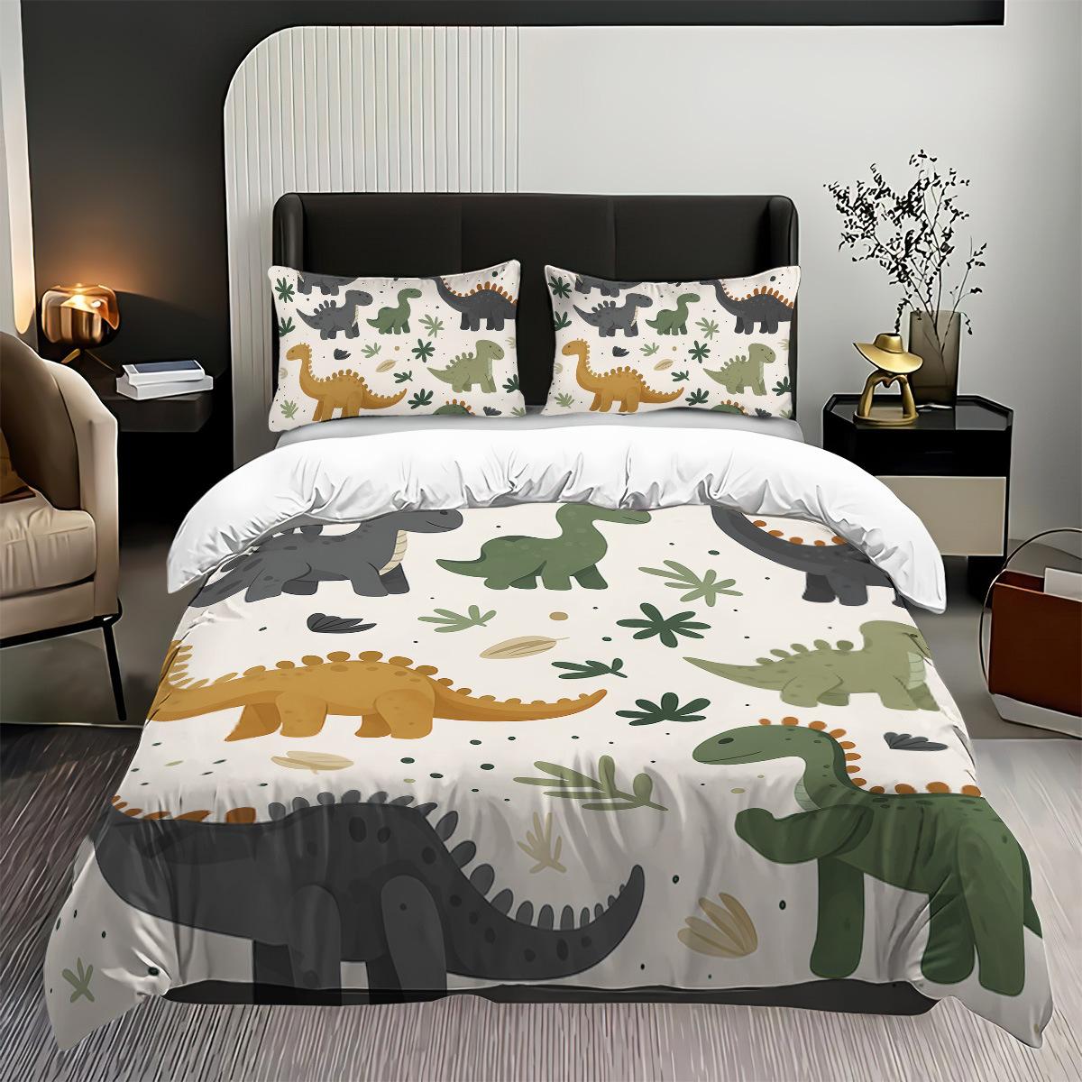 

Three-Piece Quilt Cover Size Cartoon Dinosaur Children S Bedding 3-Piece Set Home Textile 135x200