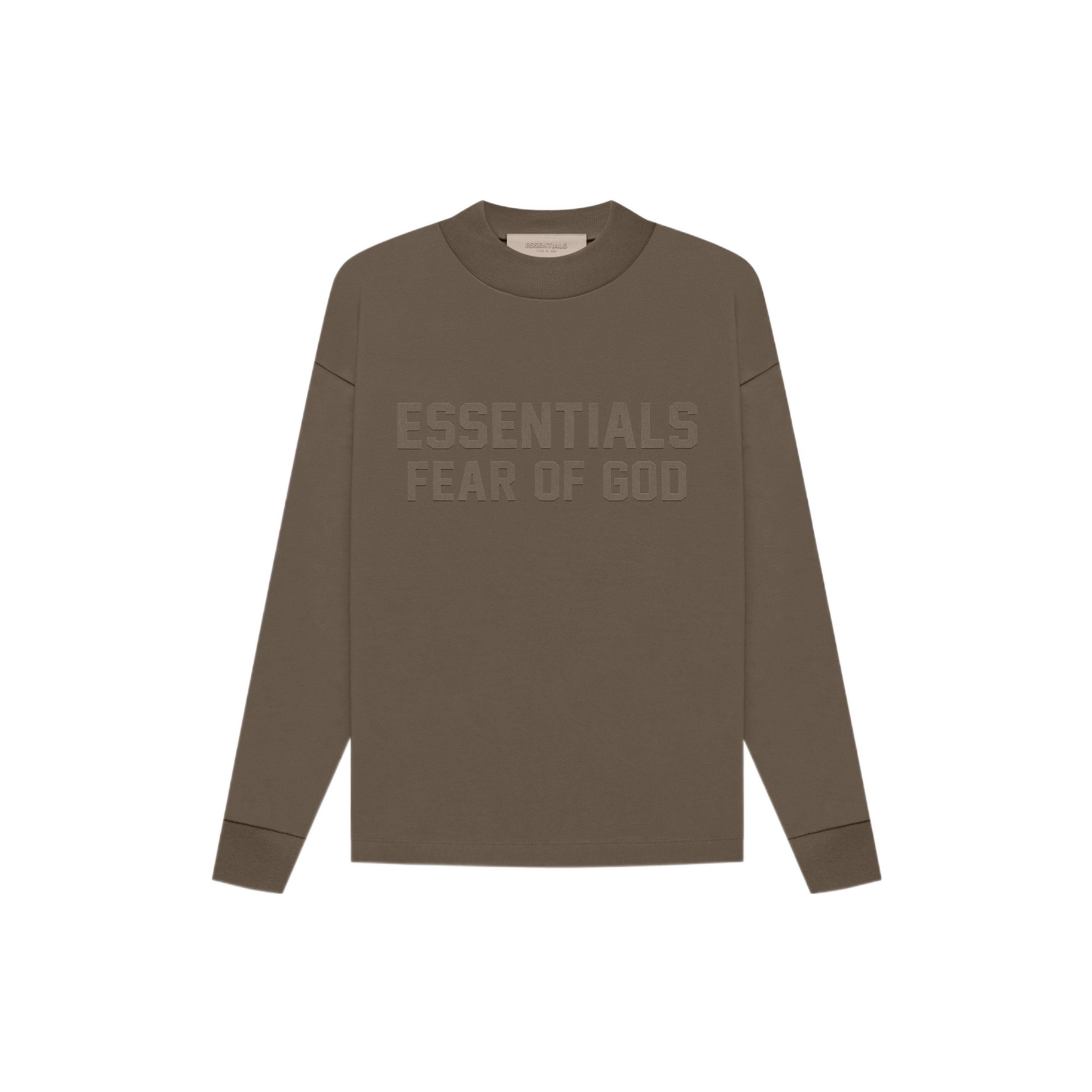 

Fear Of God Essentials Kids Футболка с длинным рукавом Детские топы Дерево Кофе FOG-FW22-122 XL