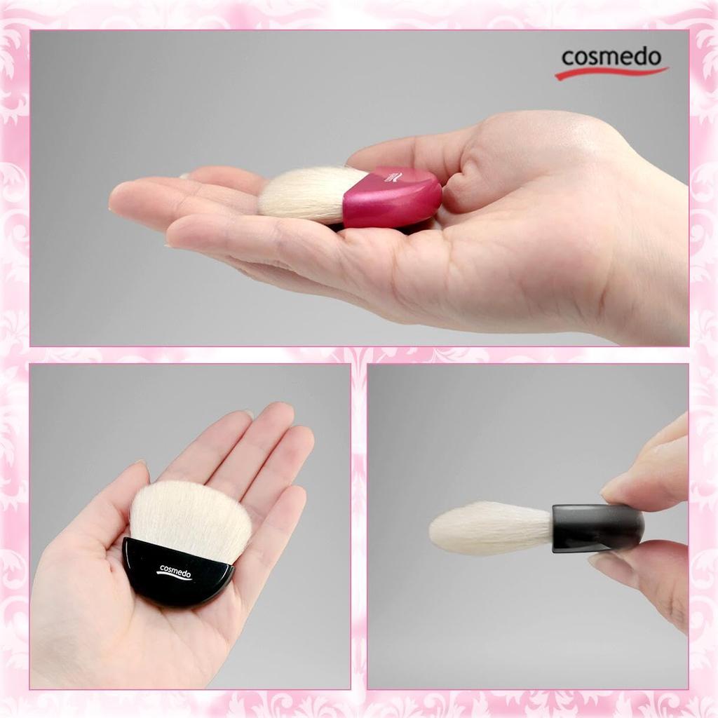 Takumi No Makeup Brush Cosmedo Kumano Brush Mini Powder Brush with Simple Case Fan-shaped (Goat Hair) OG-02N-K