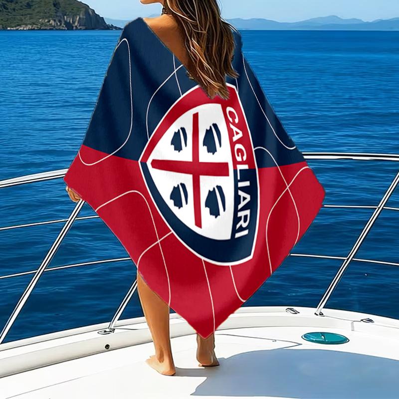 Football Cagliari Design Beach Towel - Soft, Absorbent Microfiber, Lightweight, Ideal for The Beach, Parties, Travel, Camping fan gifts