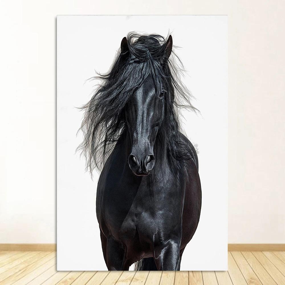 

Черно-белый портрет лошади, постер, печать на холсте, картина с изображением бегущих лошадей, настенное искусство, картина для декора комнаты в фермерском доме 20x30cm