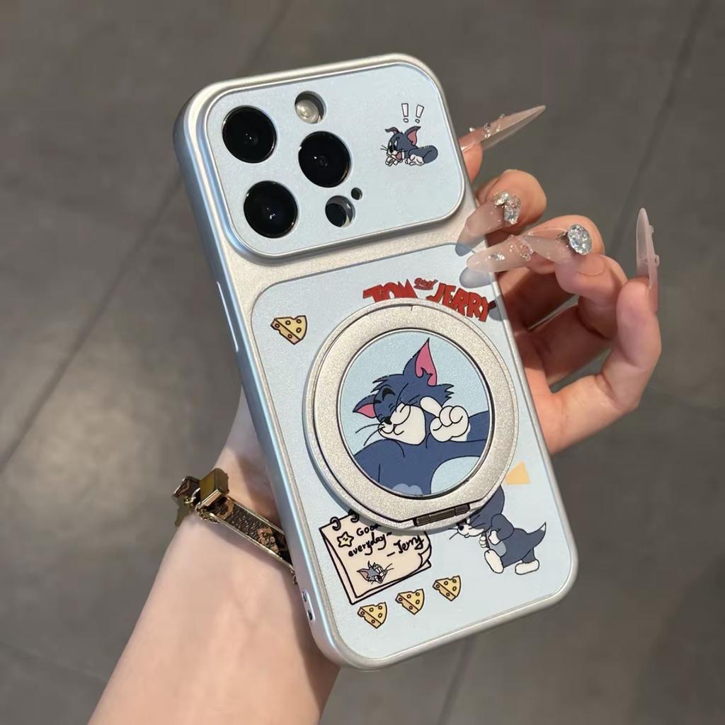 Couple Cat and Mouse Rotating Bracket for Apple 17 Mobile Phone Case IP16/15/14 Large Window 13 Cartoon 12