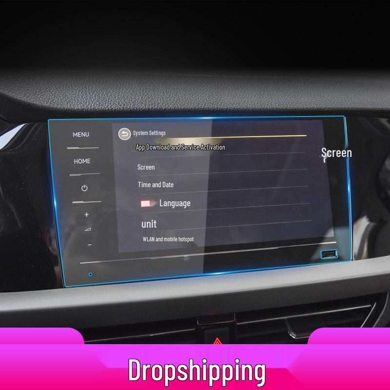 Suitable for 25 Volkswagen Lavida Models: Navigation Screen Tempered Film with Anti-scratch and Blue Light Protection for Car Modification.