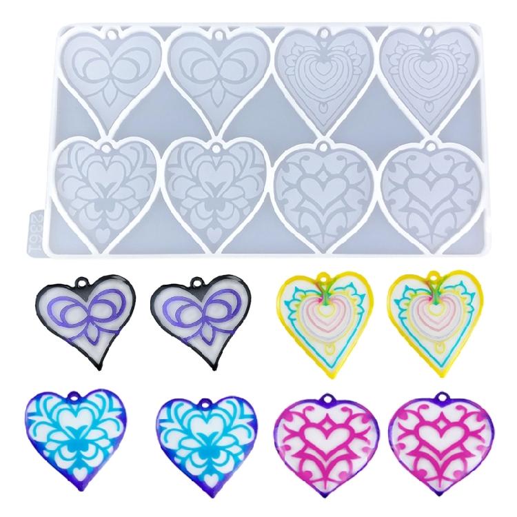 Silicone Mold for Earrings Pendant Elegant Heart Shape Mold for Artistic Crafts