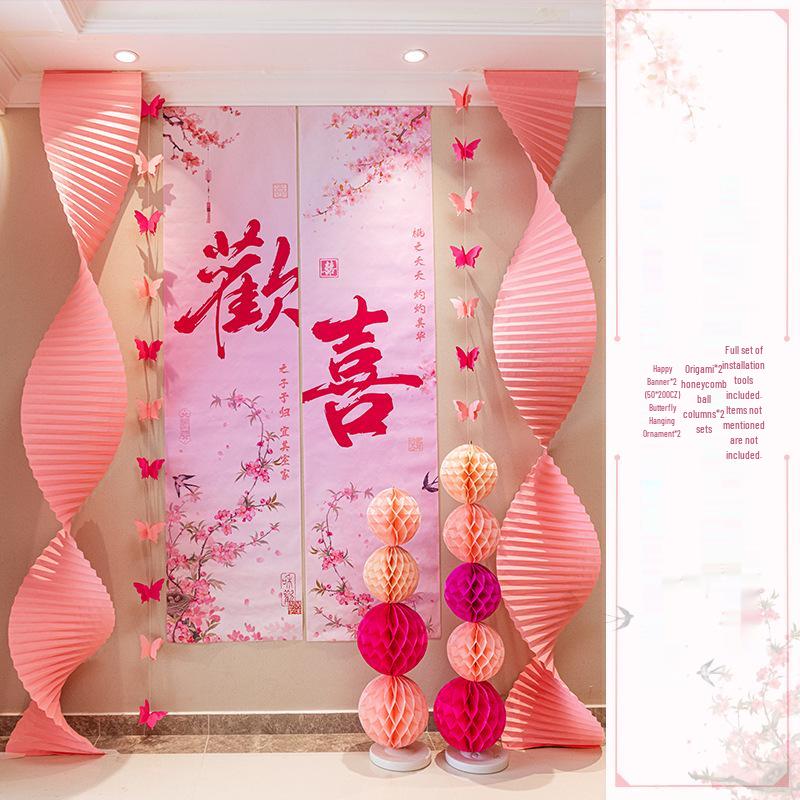 Wedding Decoration Set: Groom & Bride's Room Ornaments with Bunting & Robe Wall Décor