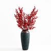 Red Holly Berry Faux Flower Fortune Bucket for New Year Home Decor