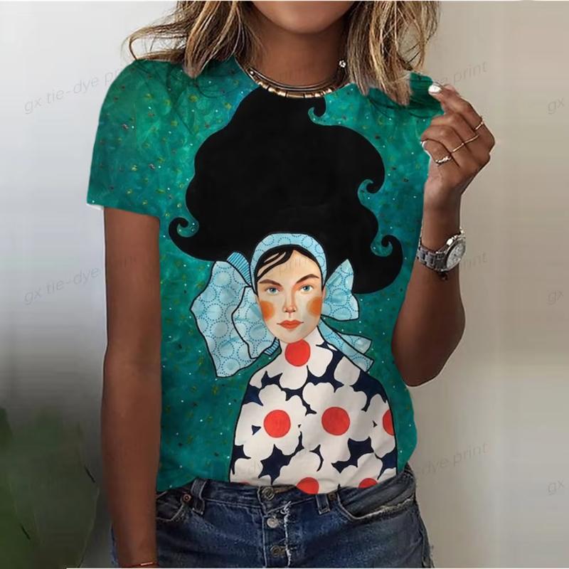 Printed Women's T-shirt Fashionable New Summer Street Short Sleeved Shirt