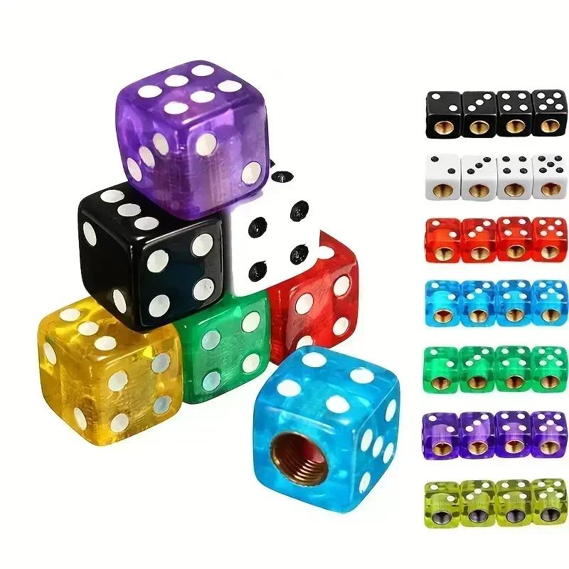 4Pcs Aluminum Alloy Dice Tire Valve Stem Caps Dustproof Tire Valve Stem Covers for Cars SUV Trucks Bikes Motorcycles