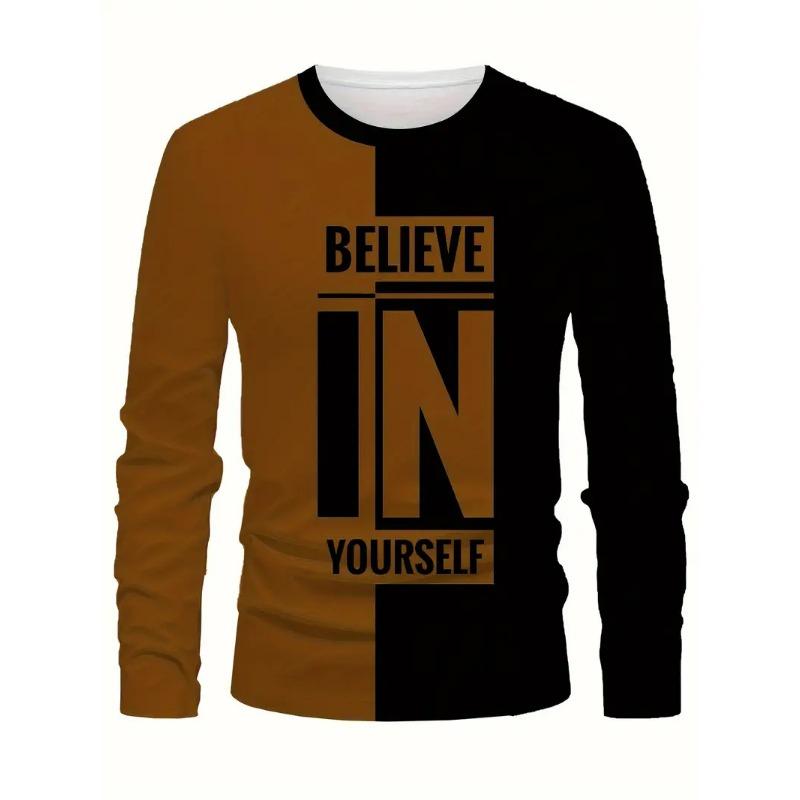 Módní 3D digitální tisk Kreativní graffiti vzor Pánské tričko s dlouhým rukávem a kulatým výstřihem Ležérní jarní a podzimní venkovní nošení Pohodlné