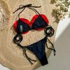 2024 Sexy 3D Flower Halter Neck Lace Up Brazilian Thong Bikinis Set for Women Summer Swimewear Beachwear Biqunis Mujer Resort