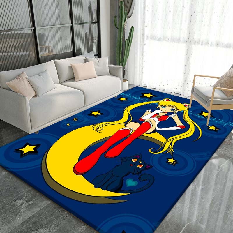 Schöne Kriegerin Sailor Moon 3D Teppich, Geeignet für Wohnzimmer, Schlafzimmer und andere Heimdekoration, Rutschfeste Fußmatte und Geschenkwahl.