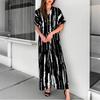Women's Casual Resort V-Neck Top And Pants Fashion Print Two Piece Set