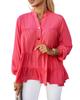 Azura Exchange Half Buttoned Ruffle Tiered Long Sleeve Blouse