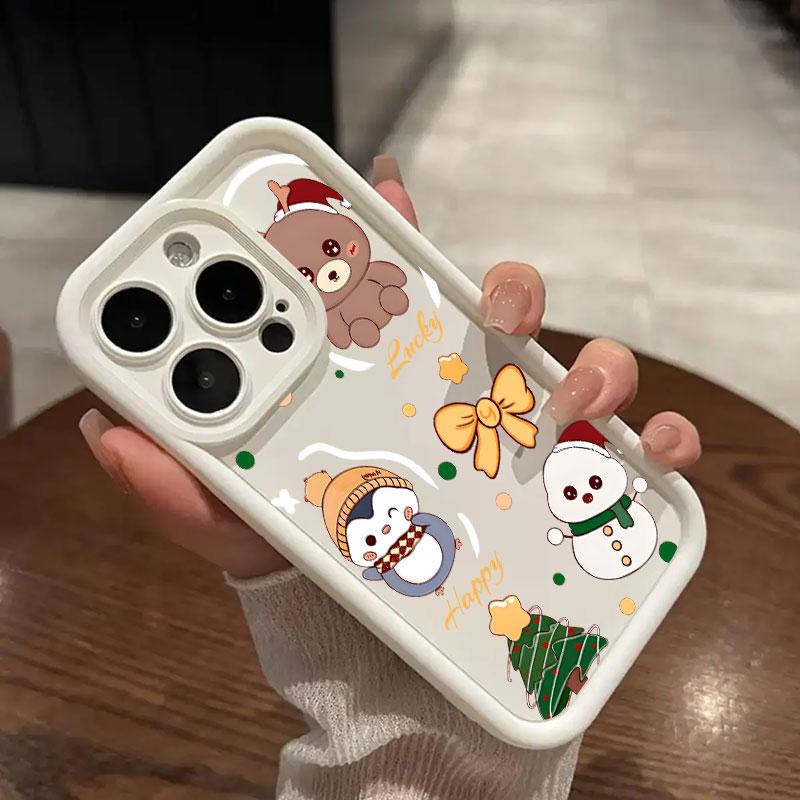 Coque For Iphone 15 13 17 16 Case Christmas Snowman Elk Cute For IPhone 17Air 11 13 12 16 Pro Max 14 Plus Shockproof Phone Cover