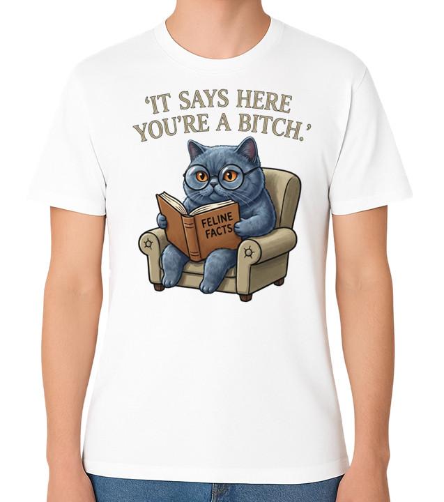 Cat Reading Book T-Shirt Sassy Quote Graphic Library Funny Unisex Gift Tee S разноцветный