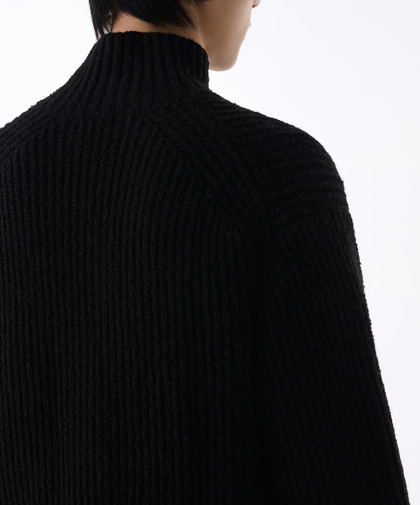 Musinsa Standard Boucle Ribbed High-Neck Cardigan [Black]
