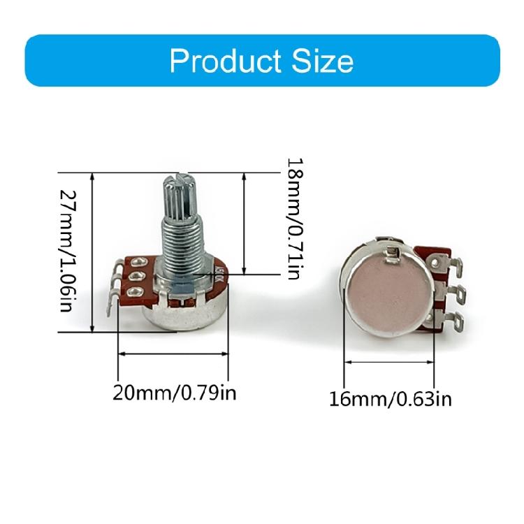 10PCS/Pack A500K/B500K/A250K/B250K 18mm Potentiometers Suitable for Audios Control In Guitars and Bass Instruments