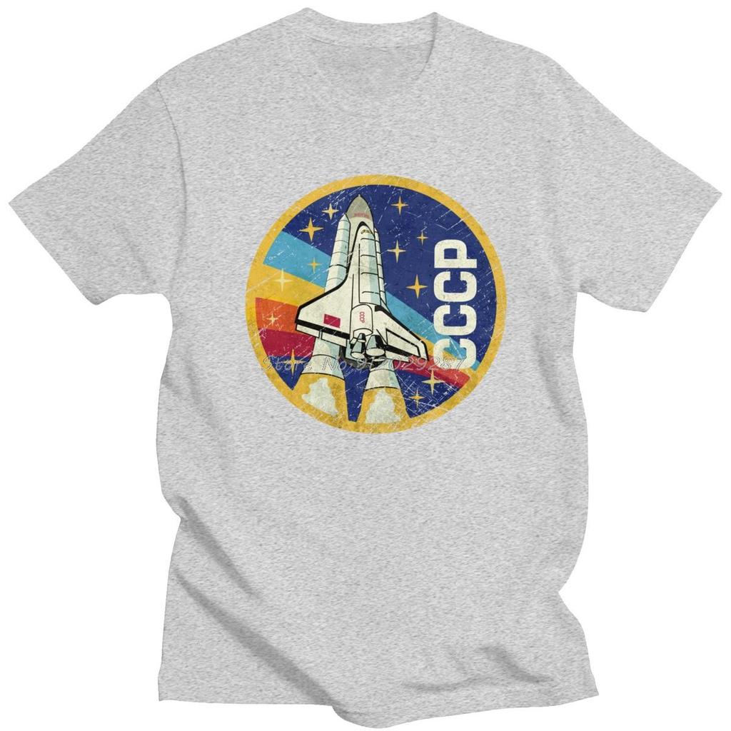 Vintage CCCP T Shirt Men Space Rocket Tshirt USSR Soviet Union Tshirt Oversized Streetwear Cotton Tee Tops Gift Mens Clothing