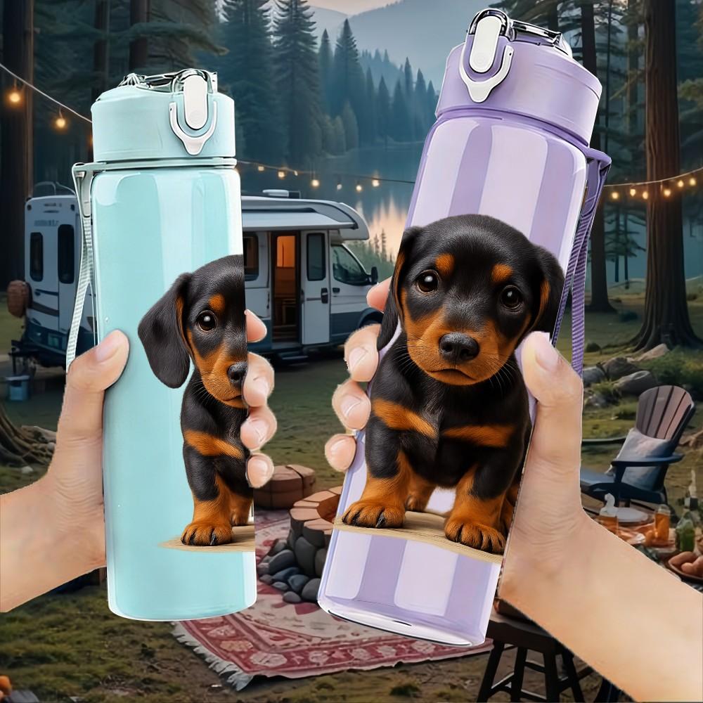1PC Simple Road Trip Dinosaur Lion 750ml Color Plastic Sports Water Bottle Leakproof Flip Straw Lid Suitable for Sports Office Home Use