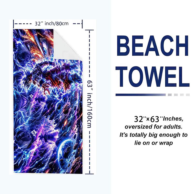 Goku Anime Print Beach Towel, Large Soft Quick Dry Towel for Beach Camping Swimming