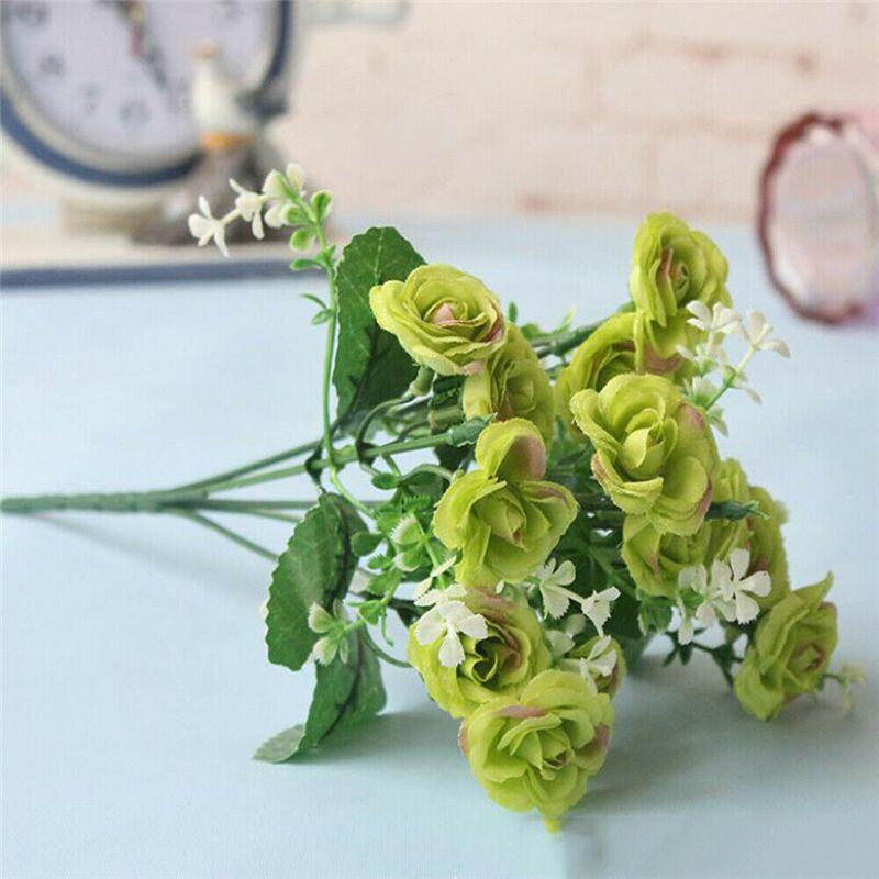 Vibrant 15 Heads Fake Rose Silk Flower Bouquet Ideal For Home And Party Decoration