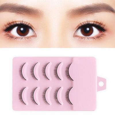 5 párů umělých řas Přirozeně perfektně padnoucích Umělá vlákna Cross Krátký make-up Prodlužující řasy do šatny