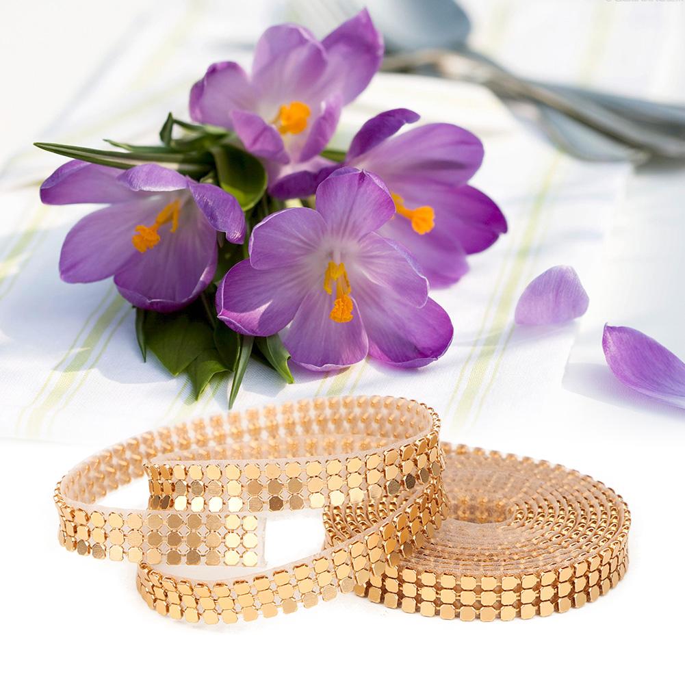 1.5m 3 Rows Hotfix Aluminum Mesh Rhinestones Ribbon Sewing Strass Trim Clothing Accessories