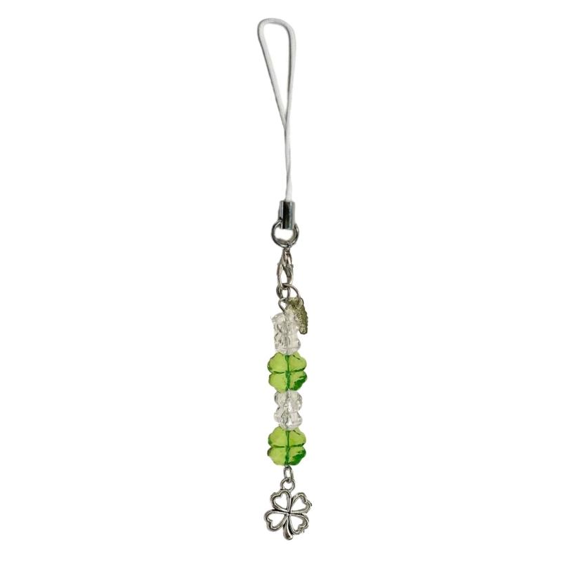 Colorful Keychain Elegant Beaded Four Leaf Clovers Phone Pendant Bag Charm Stylish Accessory for Fashion Enthusiasts